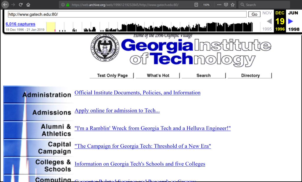 Atlanta Georgia Tech Wayback